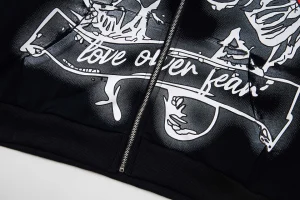 Mixed Emotion Love Over Fear Black Hoodie2