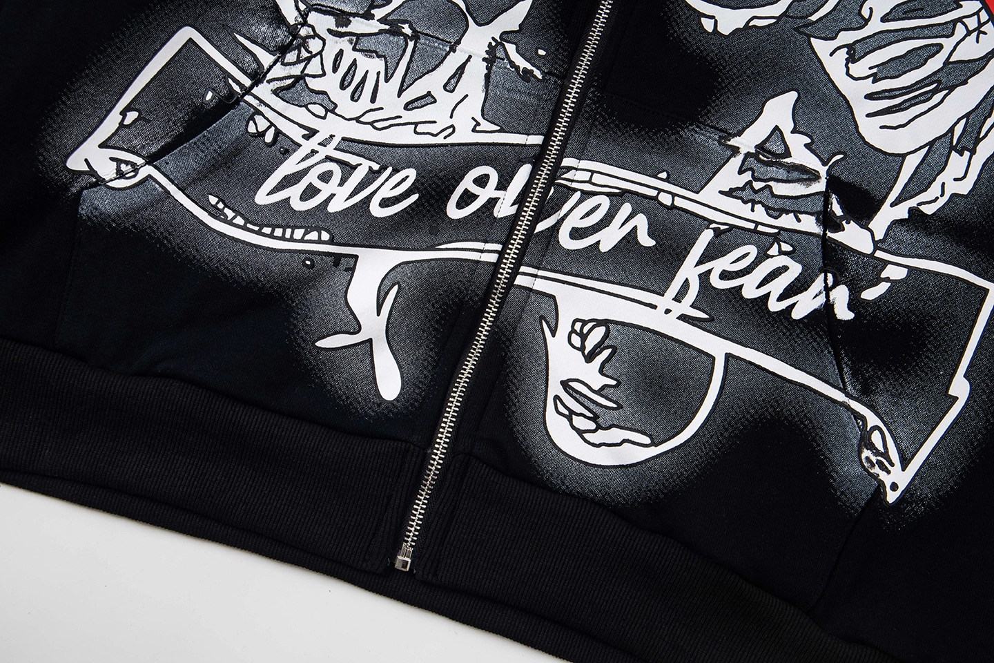 Mixed Emotion Love Over Fear Black Hoodie2