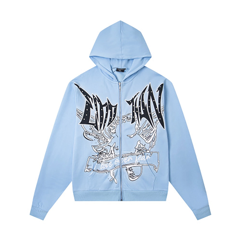 Mixed Emotion Love Over Fear Sky Blue Hoodie