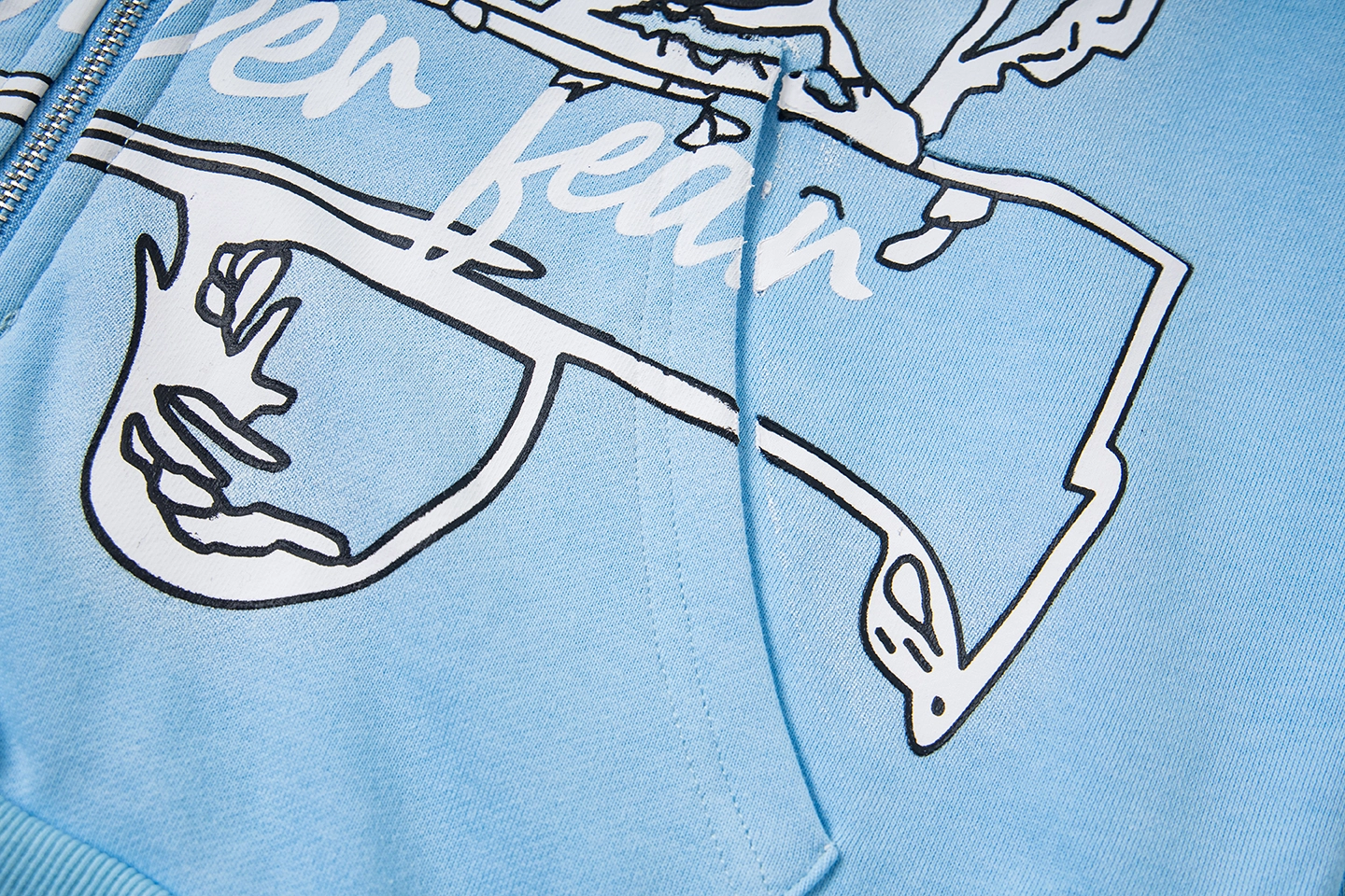 Mixed Emotion Love Over Fear Sky Blue Hoodie8