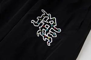 Mixed Emotion Reflective Gothic Script Black Pants11