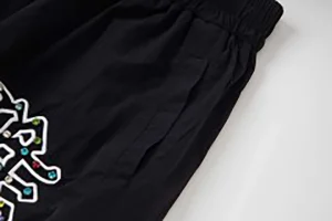 Mixed Emotion Reflective Gothic Script Black Pants12