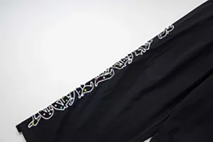 Mixed Emotion Reflective Gothic Script Black Pants9