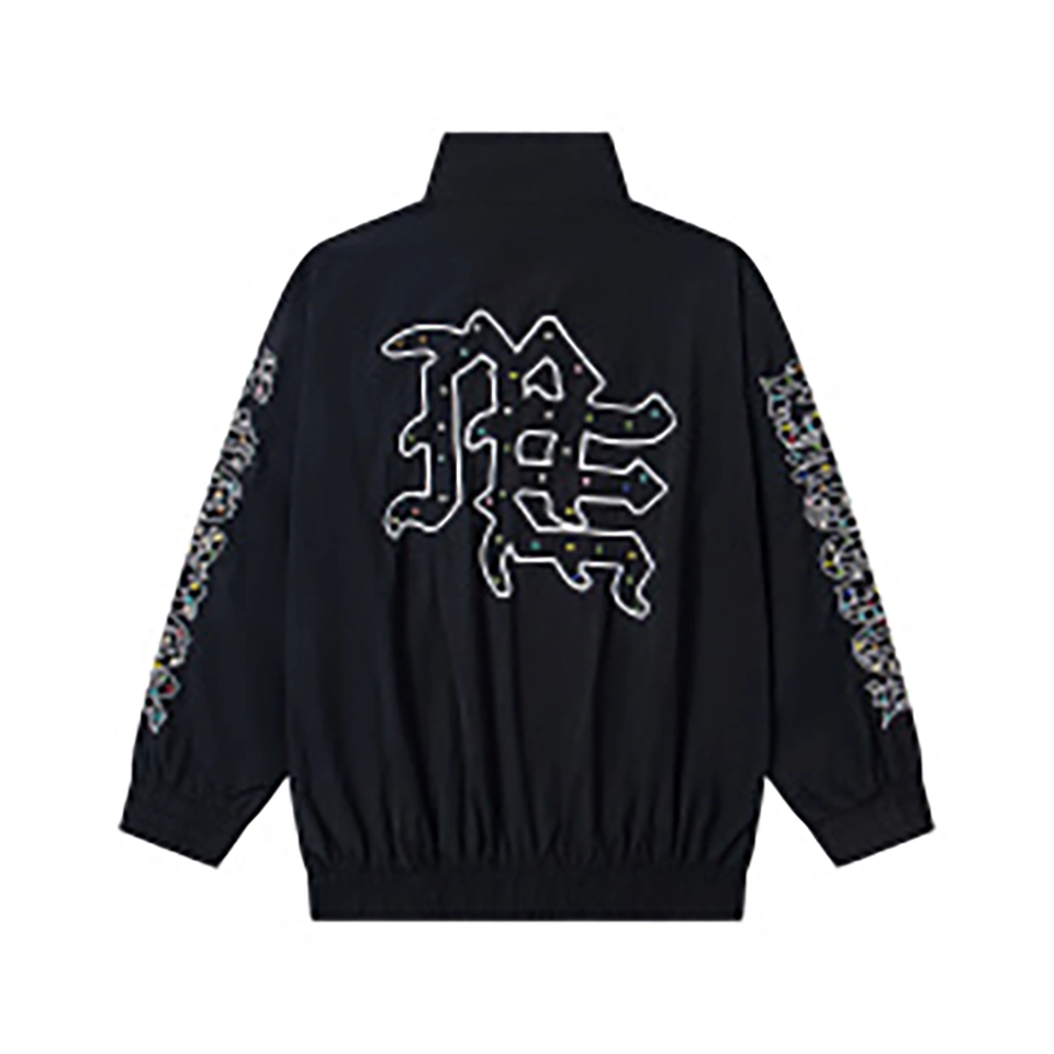 Mixed Emotion Rhinestone Logo Track Black Jacket