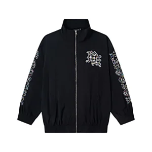 Mixed Emotion Rhinestone Logo Track Black Jacket