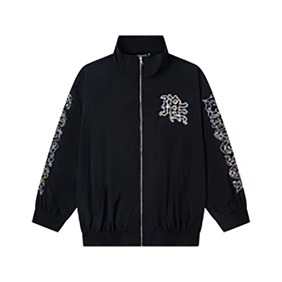 Mixed Emotion Rhinestone Logo Track Black Jacket