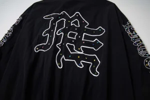 Mixed Emotion Rhinestone Logo Track Black Jacket3