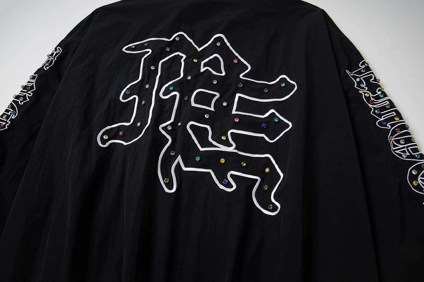 Mixed Emotion Rhinestone Logo Track Black Jacket3