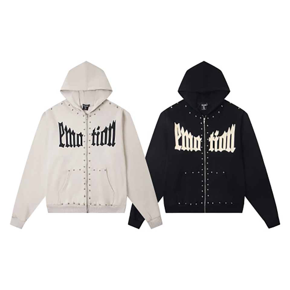 Mixed Emotion Studded Gothic Logo Hoodie