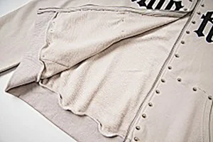 Mixed Emotion Studded Gothic Logo Hoodie White