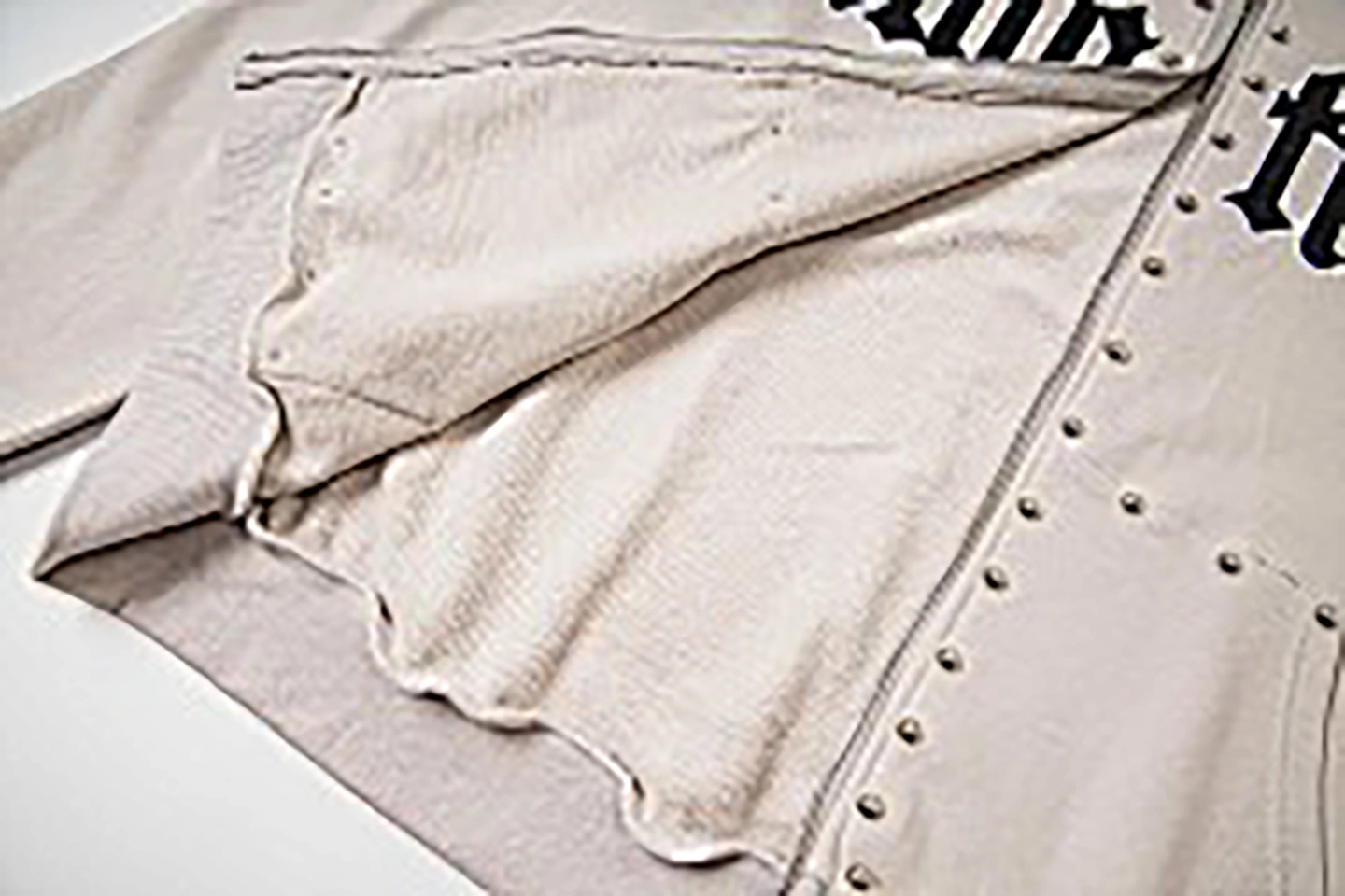 Mixed Emotion Studded Gothic Logo Hoodie White