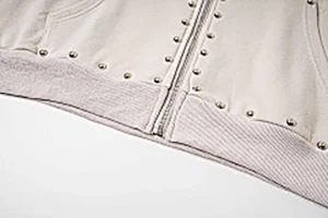 Mixed Emotion Studded Gothic Logo Hoodie White