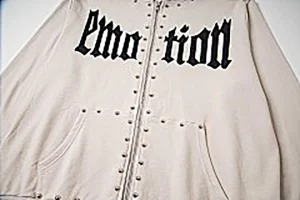 Mixed Emotion Studded Gothic Logo Hoodie White