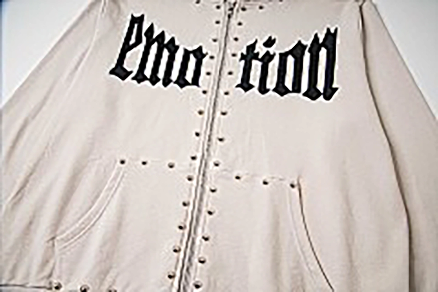 Mixed Emotion Studded Gothic Logo Hoodie White
