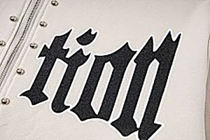 Mixed Emotion Studded Gothic Logo Hoodie White