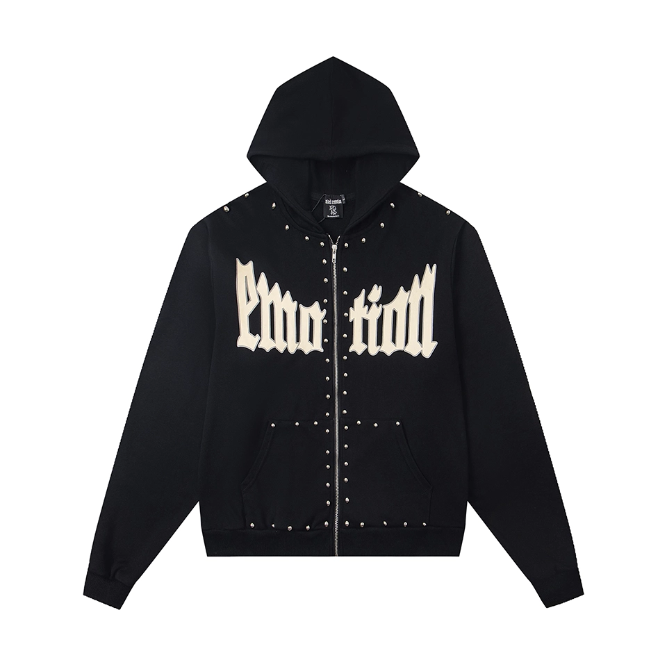 Mixed Emotion Studded Gothic Logo Hoodie21