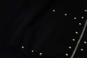 Mixed Emotion Studded Gothic Logo Hoodie Black