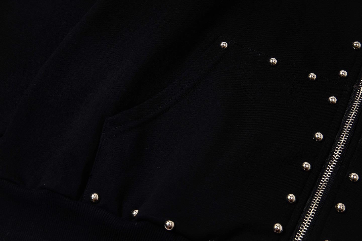 Mixed Emotion Studded Gothic Logo Hoodie Black