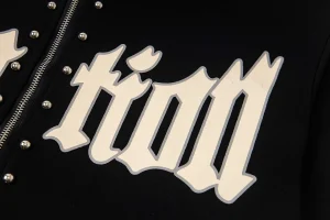 Mixed Emotion Studded Gothic Logo Hoodie Black