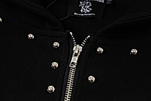 Mixed Emotion Studded Gothic Logo Hoodie Black