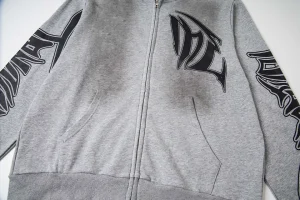 Mixed Emotion Tribal Logo Zip-Up Grey Hoodie8