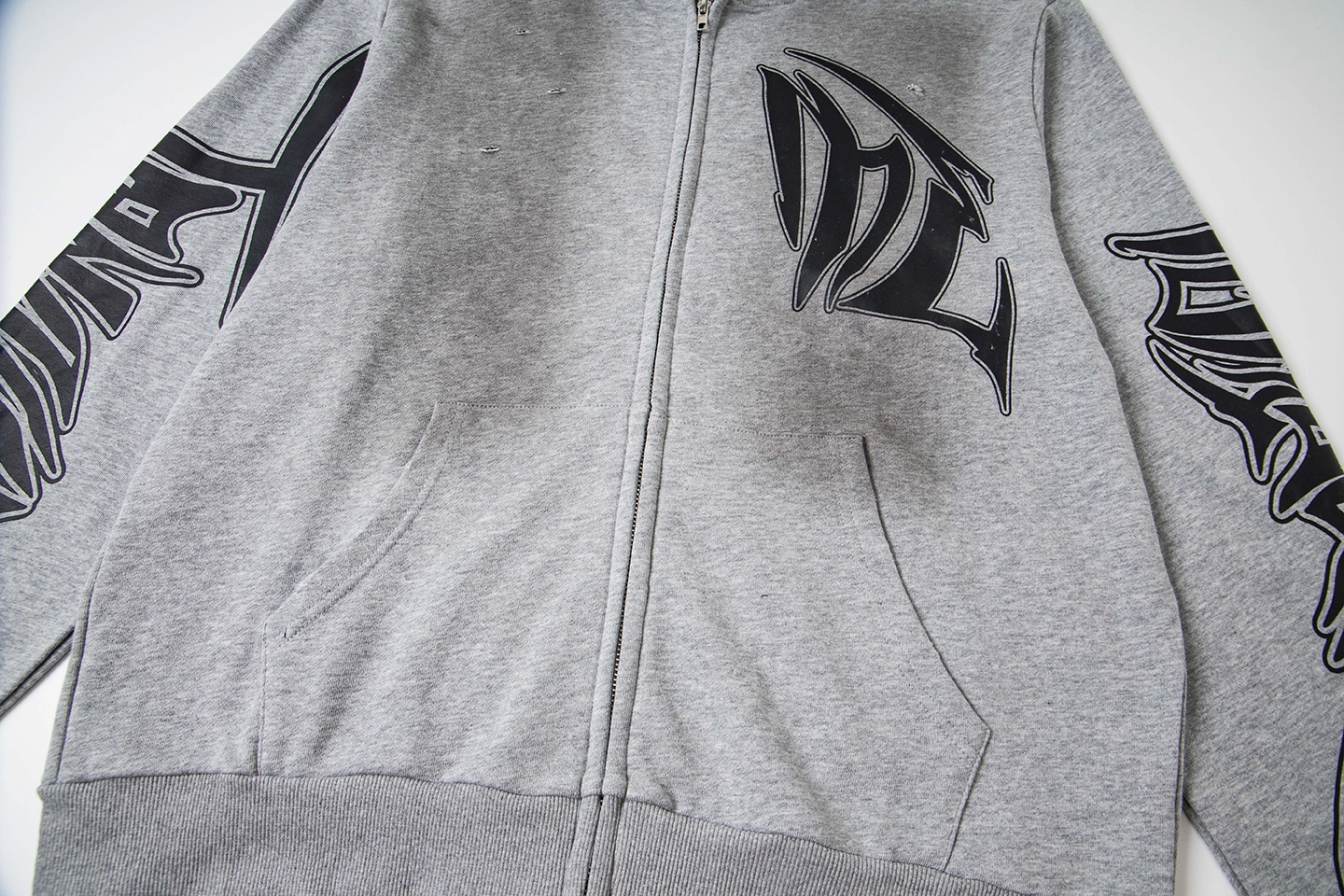 Mixed Emotion Tribal Logo Zip-Up Grey Hoodie8