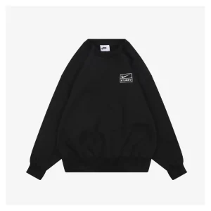 Nike x Stussy Box Logo Embroidered Fleece Shirt Black