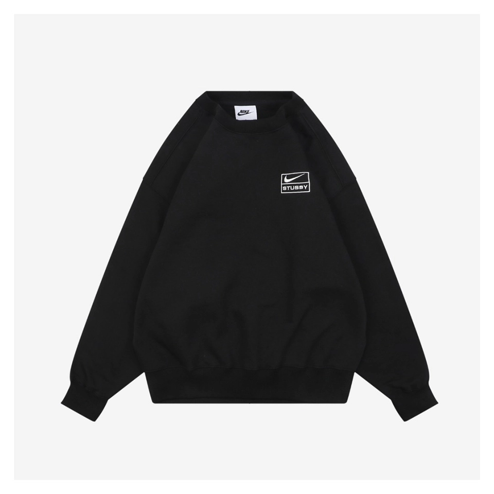 Nike x Stussy Box Logo Embroidered Fleece Shirt Black