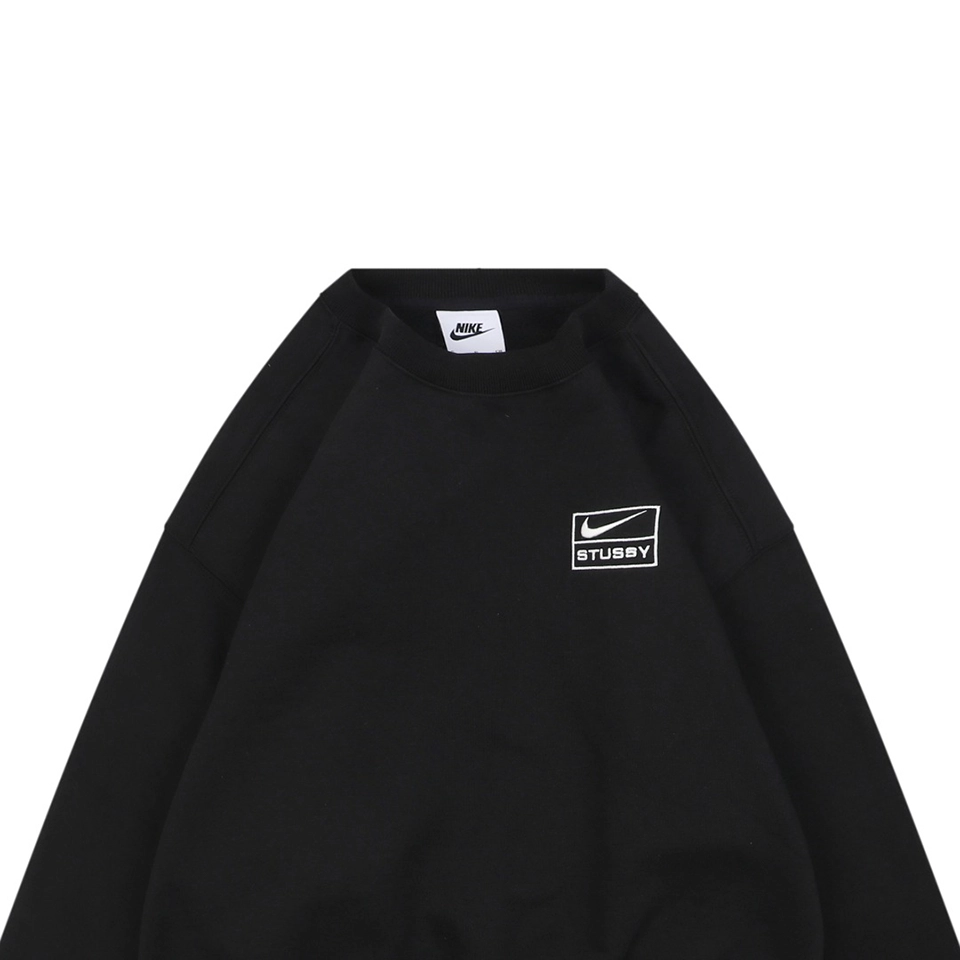 Nike x Stussy Box Logo Embroidered Fleece Shirt Black