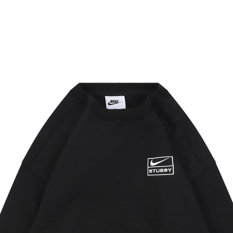 Nike x Stussy Box Logo Embroidered Fleece Shirt Black