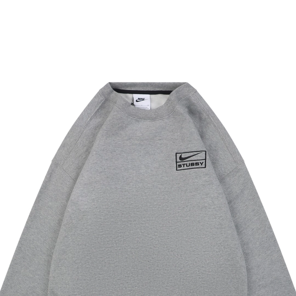 Nike x Stussy Box Logo Embroidered Fleece Shirt Grey