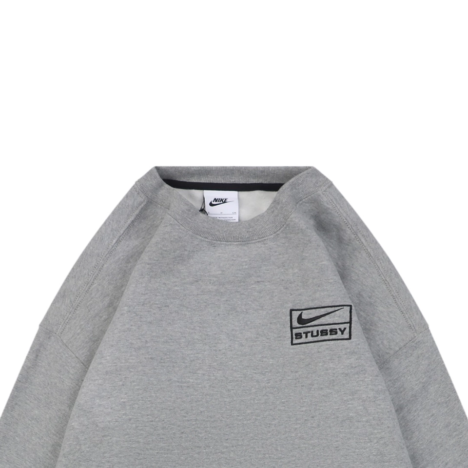 Nike x Stussy Box Logo Embroidered Fleece Shirt Grey
