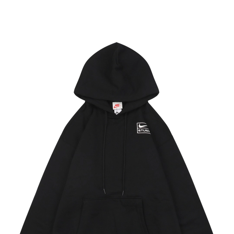 Nike × Stussy Box Logo Fleece Hoodie Black