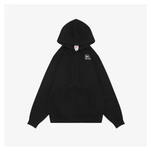 Nike × Stussy Box Logo Fleece Hoodie Black