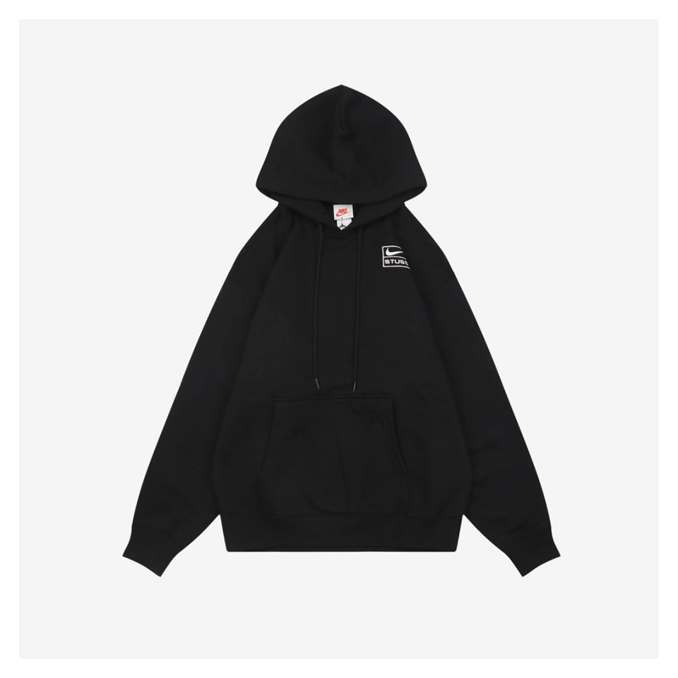 Nike × Stussy Box Logo Fleece Hoodie Black