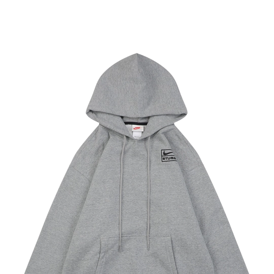 Nike × Stussy Box Logo Fleece Hoodie Grey