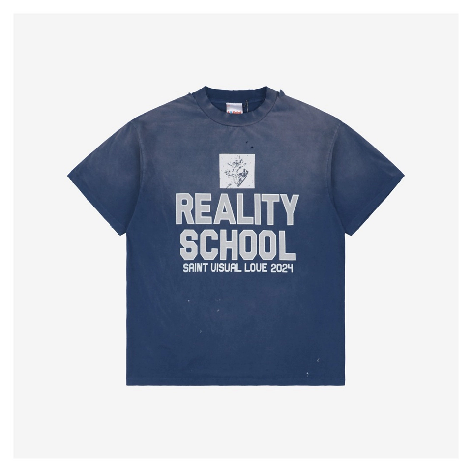 Saint Michael Reality School Blue Graphic T-shirt