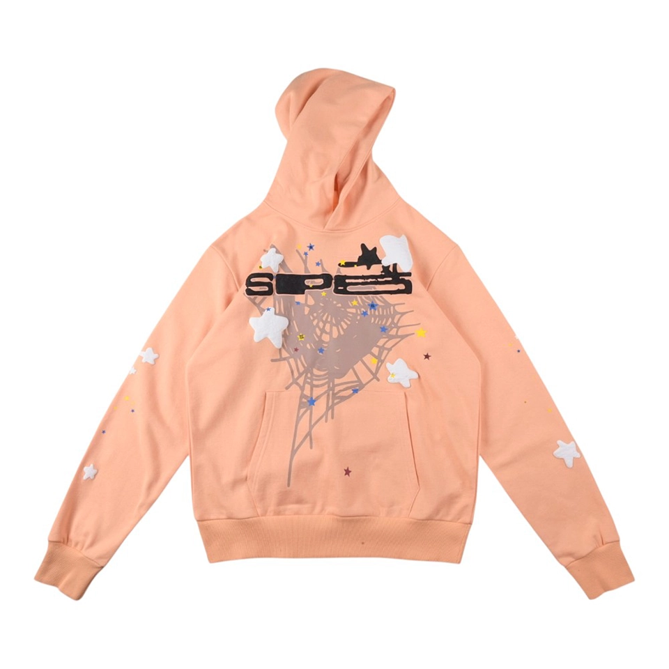 Sp5der 555555 Belinni Star Web Peach Hoodie