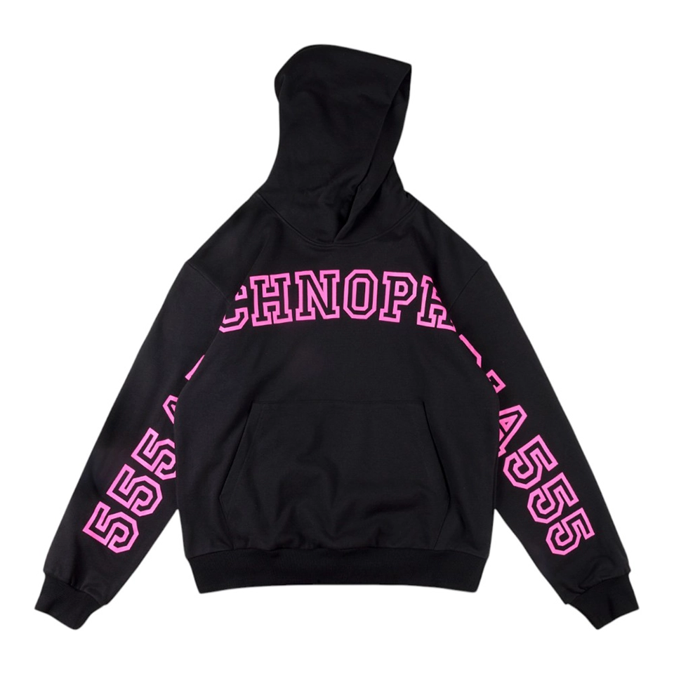 Sp5der 555555 Techno Pink Print Hoodie