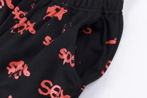 Sp5der Red Allover Logo Sweatpants1