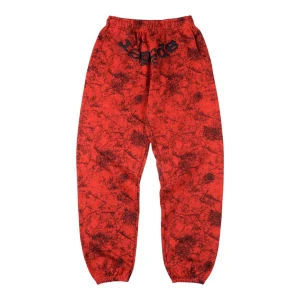 Sp5der Red Web Print Sweatpants