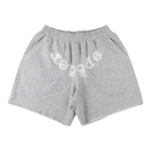 Sp5der Rhinestone Logo Grey Mesh Shorts