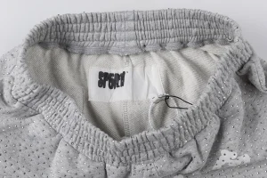 Sp5der Rhinestone Logo Grey Mesh Shorts2