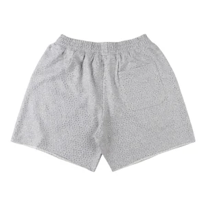 Sp5der Rhinestone Logo Grey Mesh Shorts
