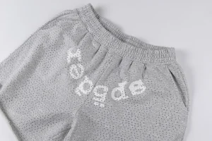 Sp5der Rhinestone Logo Grey Mesh Shorts7