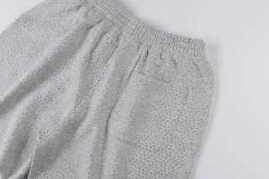Sp5der Rhinestone Logo Grey Mesh Shorts9