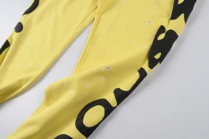 Sp5der Rhinestone World Yellow Sweatpants2