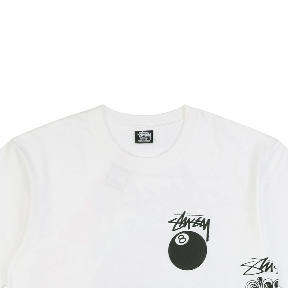 Stussy 8-Ball Skull Graffiti Print T-shirt White