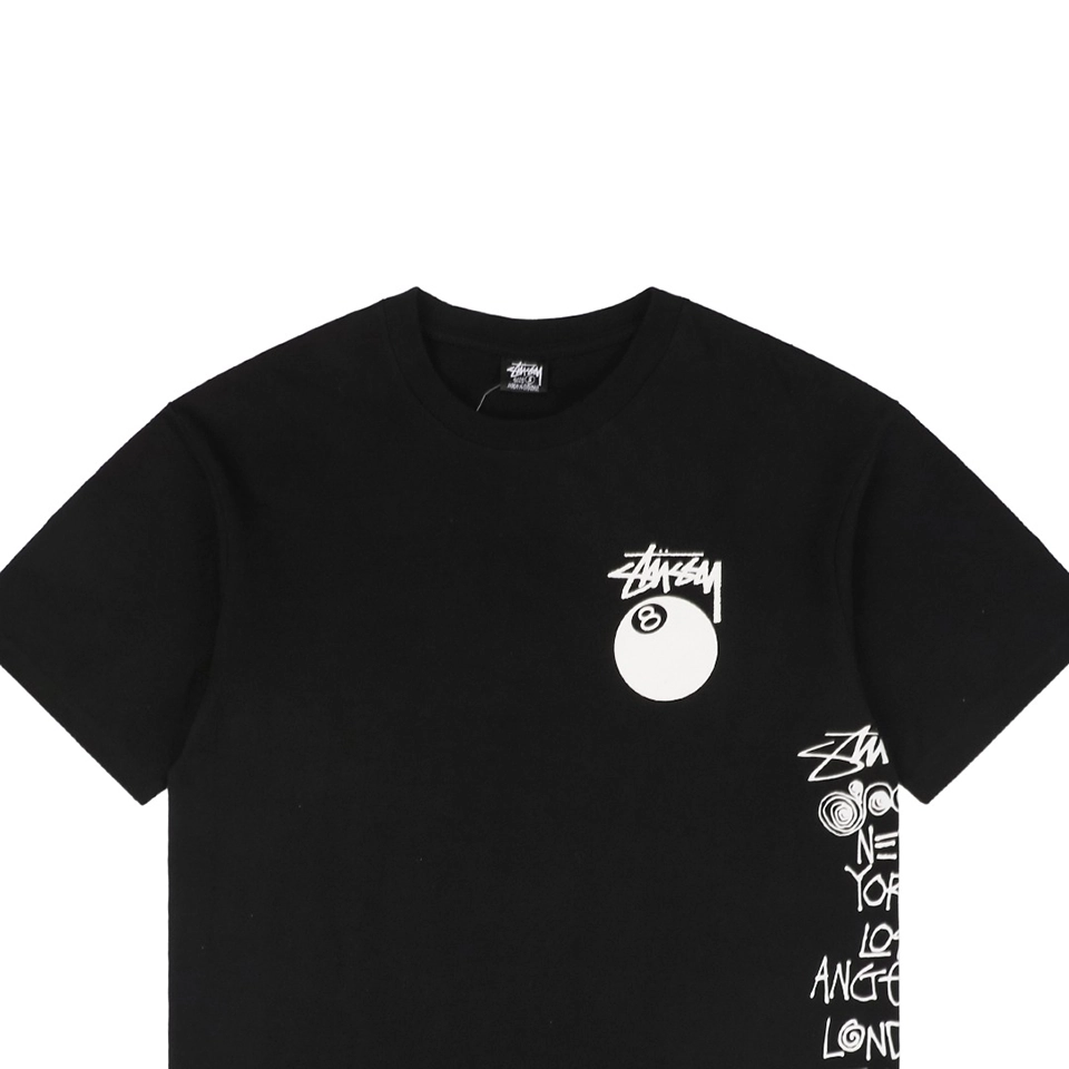 Stussy 8-Ball Skull Graffiti Print T-shirt Black