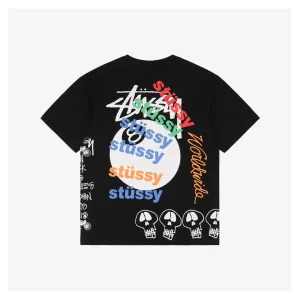 Stussy 8-Ball Skull Graffiti Print T-shirt Black